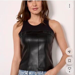 Evereve Black Vegan Leather Tank Top